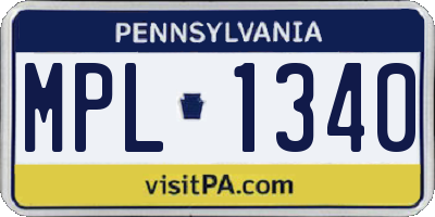 PA license plate MPL1340