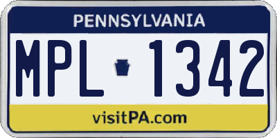 PA license plate MPL1342