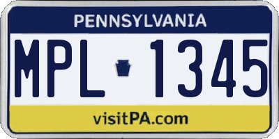 PA license plate MPL1345