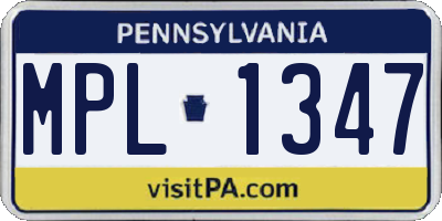 PA license plate MPL1347