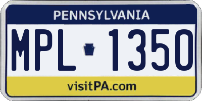 PA license plate MPL1350