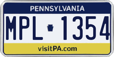 PA license plate MPL1354