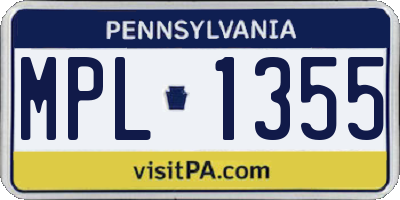 PA license plate MPL1355