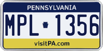 PA license plate MPL1356