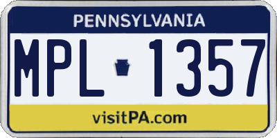 PA license plate MPL1357