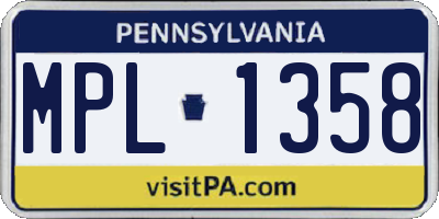 PA license plate MPL1358