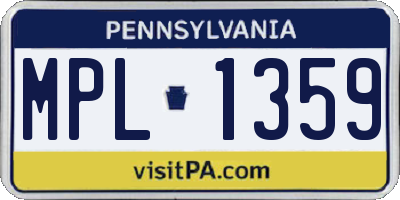 PA license plate MPL1359