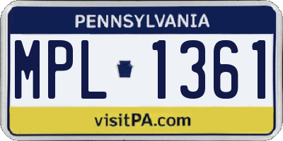 PA license plate MPL1361