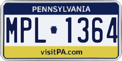 PA license plate MPL1364