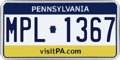 PA license plate MPL1367
