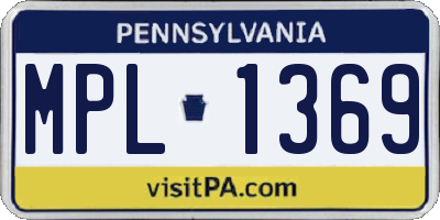 PA license plate MPL1369
