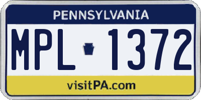 PA license plate MPL1372