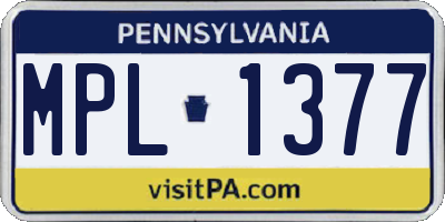 PA license plate MPL1377