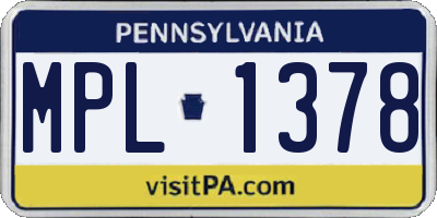 PA license plate MPL1378