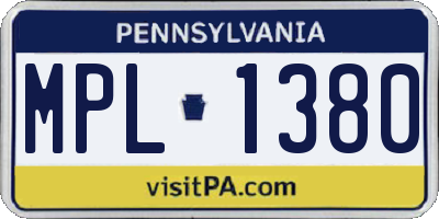PA license plate MPL1380