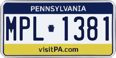 PA license plate MPL1381