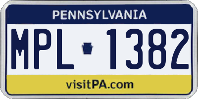 PA license plate MPL1382