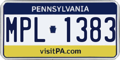 PA license plate MPL1383