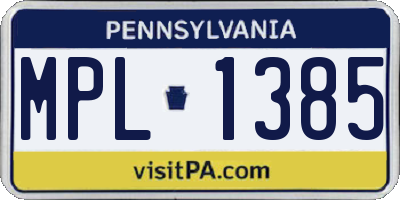 PA license plate MPL1385
