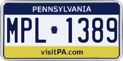 PA license plate MPL1389