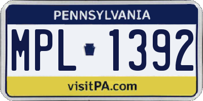 PA license plate MPL1392