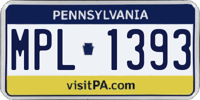 PA license plate MPL1393