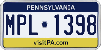 PA license plate MPL1398