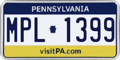 PA license plate MPL1399