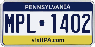 PA license plate MPL1402