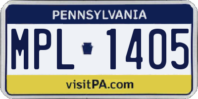 PA license plate MPL1405