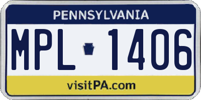 PA license plate MPL1406