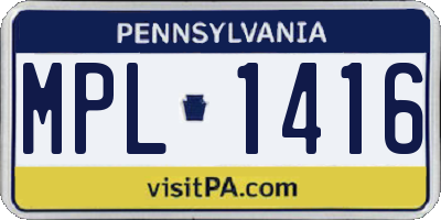 PA license plate MPL1416