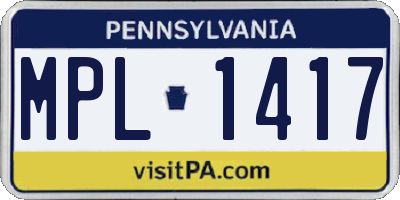 PA license plate MPL1417