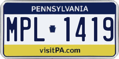 PA license plate MPL1419