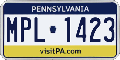 PA license plate MPL1423