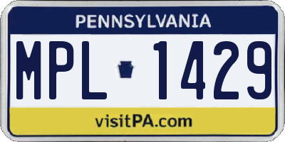 PA license plate MPL1429