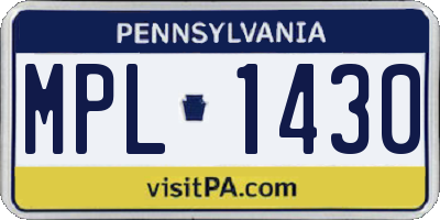 PA license plate MPL1430