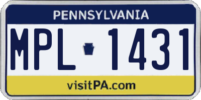 PA license plate MPL1431