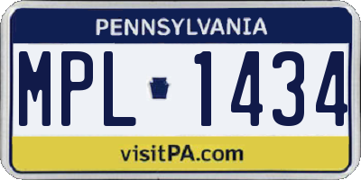 PA license plate MPL1434