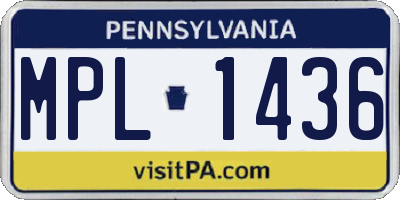 PA license plate MPL1436