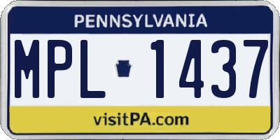 PA license plate MPL1437