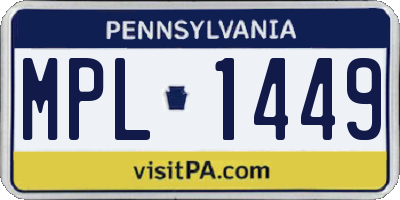 PA license plate MPL1449