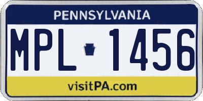 PA license plate MPL1456