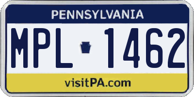 PA license plate MPL1462
