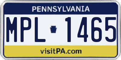 PA license plate MPL1465