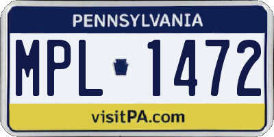 PA license plate MPL1472