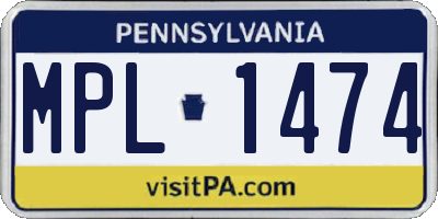 PA license plate MPL1474