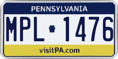 PA license plate MPL1476