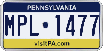PA license plate MPL1477