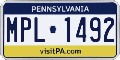 PA license plate MPL1492